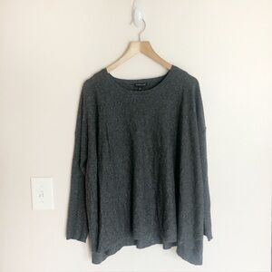 Eileen Fisher Sweater Superfine Wool Silk Charcoal Grey A Line size Medium